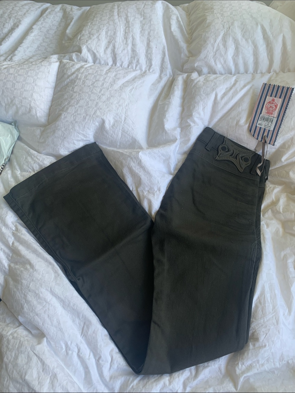 Women’s Dark Green Jeans - Classic High-Rise Flare